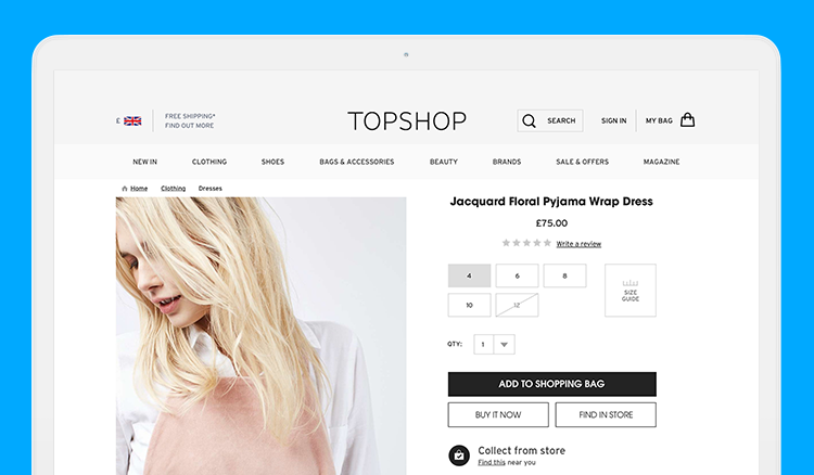 Topshop running on the new single responsive platform